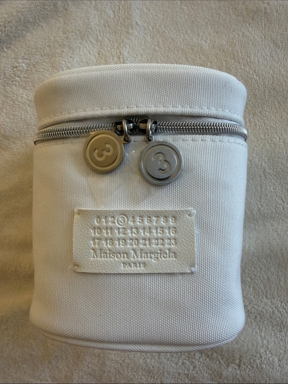 Maison Margiela White Canvas Toiletry Case with Embossed Logo